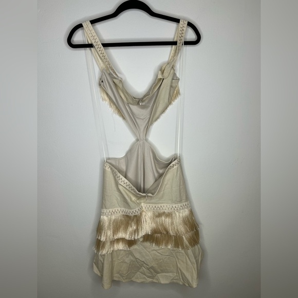 NWT 12th Tribe Haven Ivory Fringe Cutout Mini Dress - Picture 8 of 10